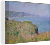 Canvas Schilderij Klif in Pourville - Schilderij van Claude Monet - 80x60 cm - Wanddecoratie