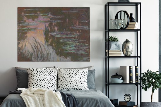 Tableau sur toile Les Nymphéas au soleil couchant - Tableau de Claude Monet - 120x90 cm - Décoration murale