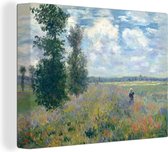 Canvas Schilderij Papaverveld bij Argenteuil - Schilderij van Claude Monet - 80x60 cm - Wanddecoratie