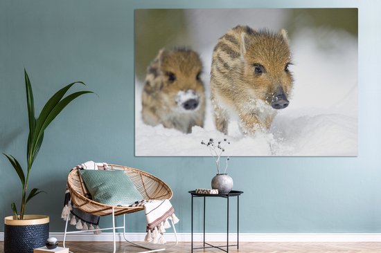 Tableau sur toile Deux cochons - 150x100 cm - Décoration murale