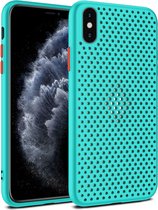 Smartphonica iPhone Xs Max siliconen hoesje met gaatjes - Blauw / Back Cover