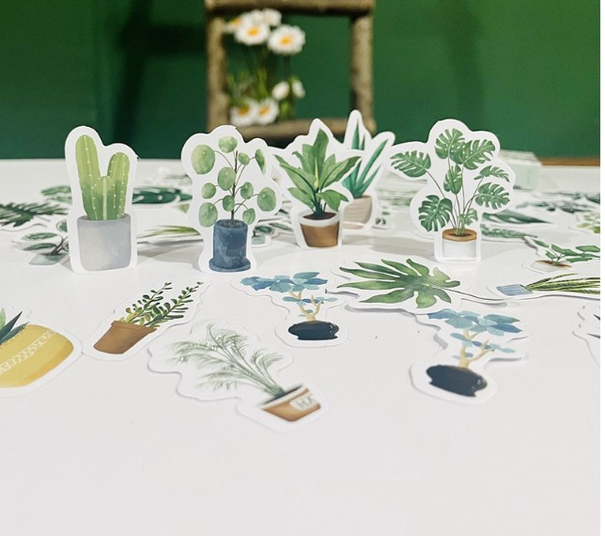 46 Stickers Groene Planten - Thema Groene Planten, Plant in Pot, Varens - EN13 - Stickerdoosje - Voor Scrapbook Of  Bullet Journal - Agenda Stickers - Decoratie Stickers — afbeelding 6