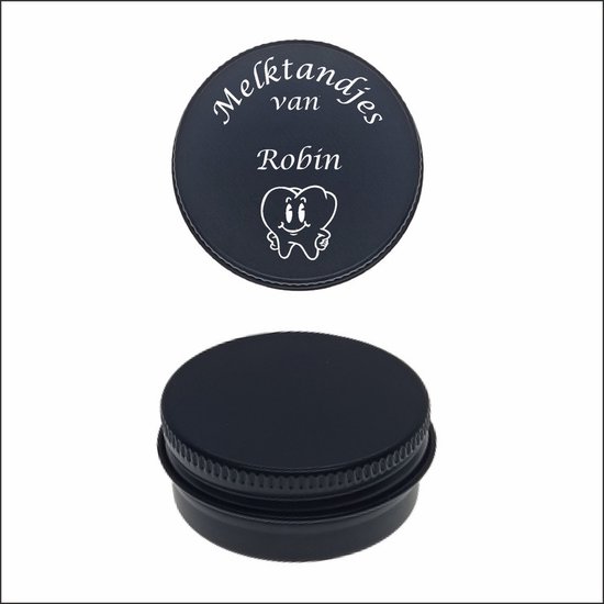 Melktanden Blikje Met Naam Gravering - Robin