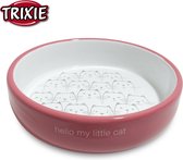 Trixie - Voerbak Kat - Katten Voerbak - Drinkbak Kat - Keramische - Wit/Fuchsia - 300ml