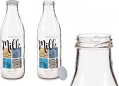 Glazen Melkfles – Melkflesjes – Melkkan – Drinkfles – Glas – Met Deksel/Draaidop –  1 Liter – 1L