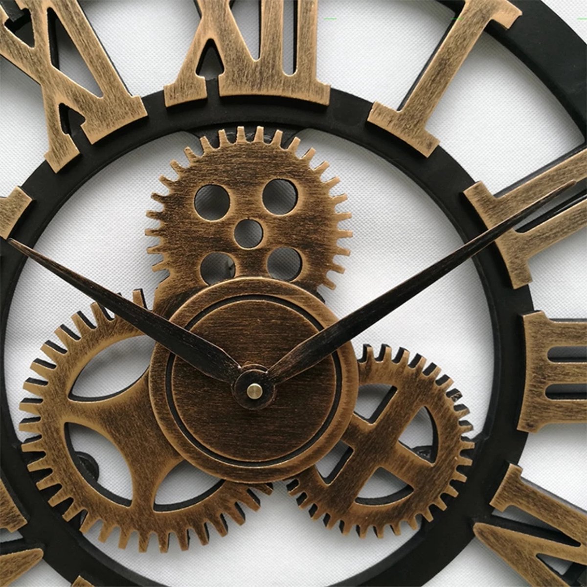Handgemaakte Grote Wandklok - Ronde Muurklok - Retro Klok - Latijnse Cijfers Romeins - Tandwiel - Handmade Gear Wall Clock — cadeau in Wonen & Interieur - foto 7