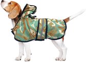 Sharon B - Regenjas voor honden - Camo groen - maat L - ruglengte 35 cm - hondenregenjas - reflecterend in het donker