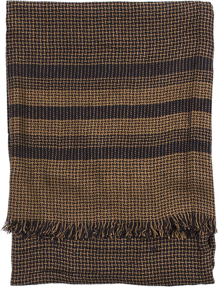 Mooie sjaal - Viscose sjaal - Katoenen Sjaal - Navy met Bruine sjaal