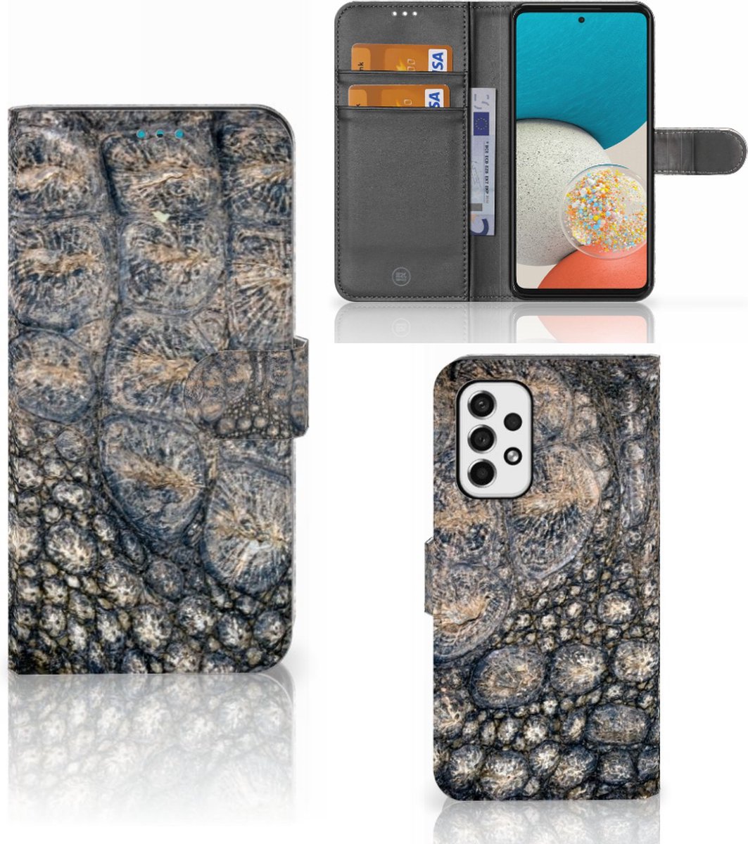 Samsung Galaxy A53 Telefoonhoesje met Pasjes Krokodillenprint