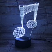 3D Led Lamp Met Gravering - RGB 7 Kleuren - Muzieknoot