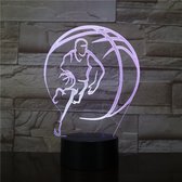 Lampe Led 3D Avec Gravure - RVB 7 Couleurs - Basketbal