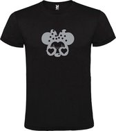 Zwart  T shirt met  "Minnie Mouse Love " print Zilver size S