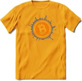 Bitcoin Splash - Crypto T-Shirt Kleding Cadeau | Dames / Heren / Unisex | Bitcoin / Ethereum shirt | Grappig Verjaardag kado | BTC Tshirt Met Print | - Geel - XXL