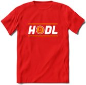 HODL - Crypto T-Shirt Kleding Cadeau | Dames / Heren / Unisex | Bitcoin / Ethereum shirt | Grappig Verjaardag kado | BTC Tshirt Met Print | - Rood - M