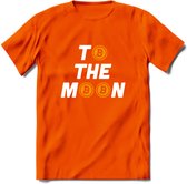 To The Moon - Crypto T-Shirt Kleding Cadeau | Dames / Heren / Unisex | Bitcoin / Ethereum shirt | Grappig Verjaardag kado | BTC Tshirt Met Print | - Oranje - L
