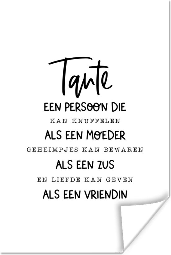Poster 'Tante' - Quotes - Spreuken - Liefde - 120x180 cm XXL