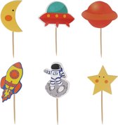 Taart Decoratie - Ruimte - Astronaut - Cupcake Toppers - Prikkers - 12 stuks