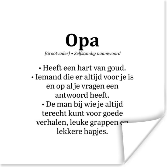 Affiche Proverbes - 'Grand-père' - Citations - Dictionnaire - 50x50 cm