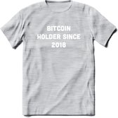 BTC Holder Since 2018- Crypto T-Shirt Kleding Cadeau | Dames / Heren / Unisex | Bitcoin / Ethereum shirt | Grappig Verjaardag kado | BTC Tshirt Met Print | - Licht Grijs - Gemaleerd - XL
