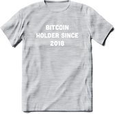 BTC Holder Since 2018- Crypto T-Shirt Kleding Cadeau | Dames / Heren / Unisex | Bitcoin / Ethereum shirt | Grappig Verjaardag kado | BTC Tshirt Met Print | - Licht Grijs - Gemaleerd - 3XL