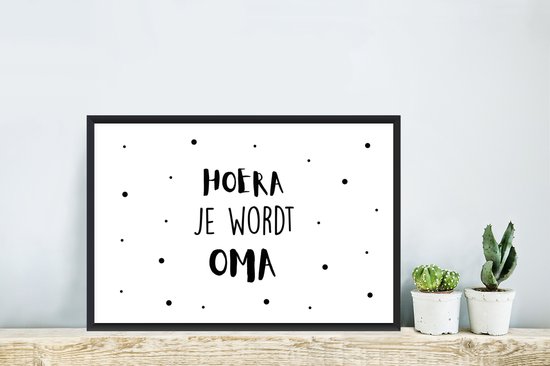 Cadre photo avec affiche - Enceinte - Citations - 'Hourra tu vas être grand-mère' - 60x40 cm - Cadre pour affiche