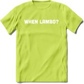 When Lambo? - Crypto T-Shirt Kleding Cadeau | Dames / Heren / Unisex | Bitcoin / Ethereum shirt | Grappig Verjaardag kado | BTC Tshirt Met Print | - Groen - M
