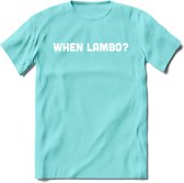 When Lambo? - Crypto T-Shirt Kleding Cadeau | Dames / Heren / Unisex | Bitcoin / Ethereum shirt | Grappig Verjaardag kado | BTC Tshirt Met Print | - Licht Blauw - S