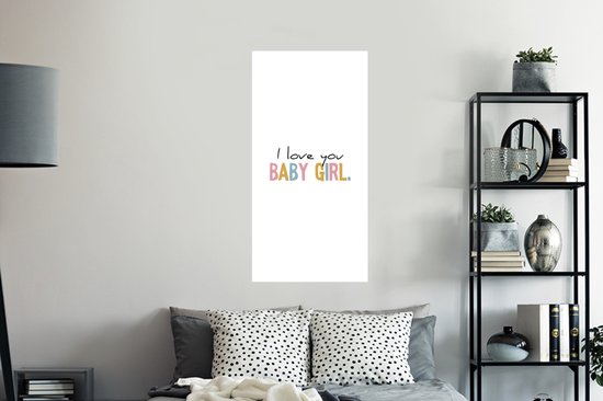 Stickers Stickers muraux - Fille - Amour - Je t'aime Bébé Fille - Arc-en-ciel - Citations - Proverbes - 60x120 cm - Feuille adhésive