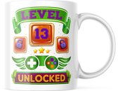 Verjaardag Mok level 13 unlocked | Verjaardag cadeau | Grappige Cadeaus | Koffiemok | Koffiebeker | Theemok | Theebeker