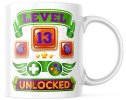Level 13 Unlocked Mok 13e Verjaardag Gamer Cadeau voor Jongens & Meisjes - Grappige Video Game Koffiebeker voor Tiener