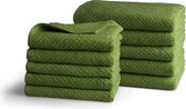 Luxe  handdoek set - 10 delig - 5x 50x100 + 5x 70x140 - groen - KUBUS - jacquard geweven - 100% katoen - extra zacht badstof - handdoekset - handdoeken - luxe set badhanddoeken - h