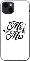 Geschikt voor iPhone 13 mini hoesje - Spreuken - 'Mr & Mrs' - Hart - Quotes - Siliconen Telefoonhoesje