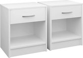 WsAj Home Set van 2 nachtkastjes met lade opbergvak 50 x 40 x 35 cm wit nachtkastje commode