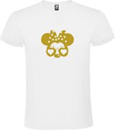 Wit  T shirt met  "Minnie Mouse Love " print Goud size L
