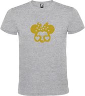 Grijs  T shirt met  "Minnie Mouse Love " print Goud size M