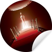 Behangcirkel - een persoon op de rode loper in Hollywood - 100x100 cm - Muurcirkel - Zelfklevend - Behangsticker XXL