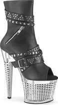 Pleaser Plateau Laarzen, Paaldans schoenen -37 Shoes- SPECTATOR-1015 US 7 Zwart/Zilverkleurig