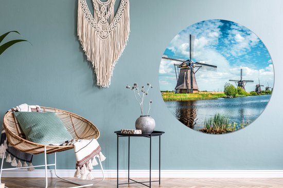 WallCircle - Wall Circle - Wall Circle - Moulin à Vent - Ciel - Nederland - Aluminium - Dibond - 140x140 cm - Intérieur et Extérieur