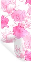 Muurstickers - Sticker Folie - Lente illustratie magnolia bloemen - 80x160 cm - Plakfolie - Muurstickers Kinderkamer - Zelfklevend Behang - Zelfklevend behangpapier - Stickerfolie