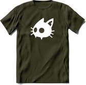 Cat Head - Katten T-Shirt Kleding Cadeau | Dames - Heren - Unisex | Kat / Dieren shirt | Grappig Verjaardag kado | Tshirt Met Print | - Leger Groen - L