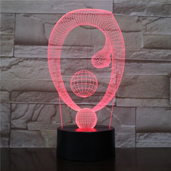 3D Led Lamp Met Gravering - RGB 7 Kleuren - Illusie