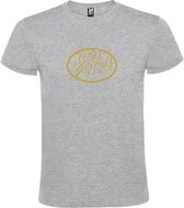Grijs t-shirt met 'Girl Power / GRL PWR' print Goud  size XXL