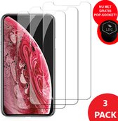 iPhone 13 Screenprotector Tempered Glass 3 stuks - met gratis popsocket - iPhone 13+ Screenprotector Tempered Glass - popsocket