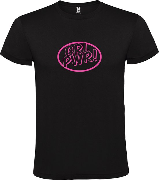 Zwart t-shirt met 'Girl Power / GRL PWR' print Roze