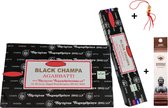 Doos met 12 pakjes à 15 gram - Wierook - Wierookstokjes - Incense sticks - Black Champa - Zwarte Champa + 5 Mini Wierookstokjes + Gelukspoppetje