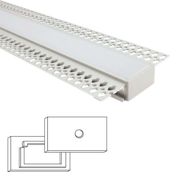 3 meter led profiel - Stucprofiel breed - Profiel voor led strips - Aluminium - Wit