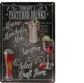 Wandbord – Featured drinks - Wiskey – Portret - Vintage - Retro -  Wanddecoratie – Reclame bord – Restaurant – Kroeg - Bar – Cafe - Horeca – Metal Sign – 20x30 cm