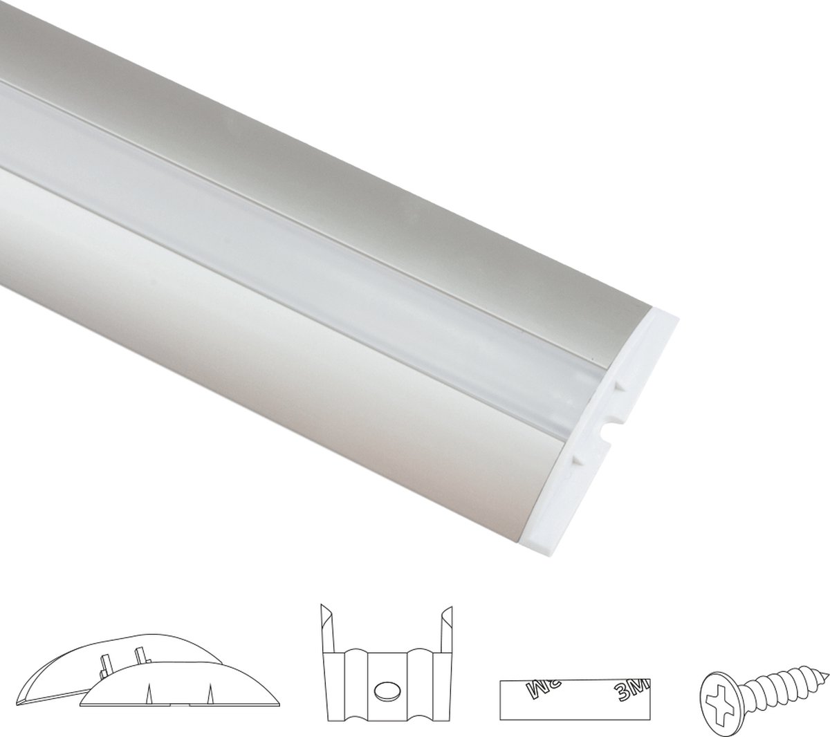 1 meter led profiel voor vloer - Opbouw - Compleet incl. afdekkap - Led profiel opbouw - Wit
