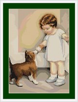 Luca-S Girl with Puppy borduren (pakket) B372