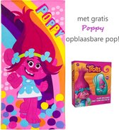 Trolls Handdoek met Poppy Opblaasbare Pop | Poppy | Strandhanddoek | Zwembad | Strand | Badkamer | Quick Dry Microvezel | 70 x 140 cm